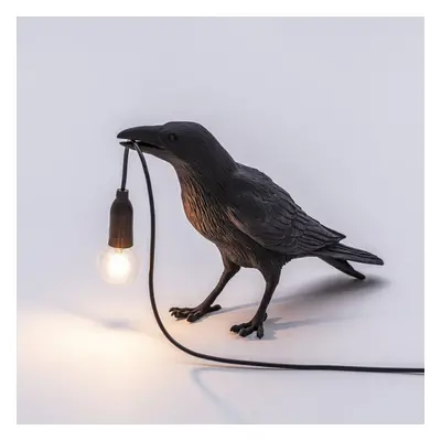 (Bird Standing Black) Black/White Bird Table Lamps Resin Crow Desk Lamp Bedroom Wall Sconce Ligh