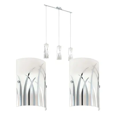 Ceiling Pendant Light & 2x Matching Wall Lights Chrome & Pattern Glass Shade