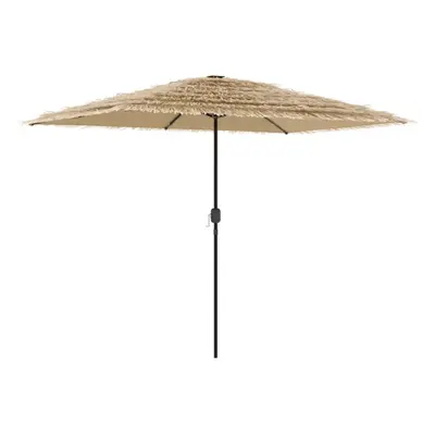 (300 x x cm) vidaXL Garden Parasol with LEDs and Steel Outdoor Umbrella Parasol Pole Brown