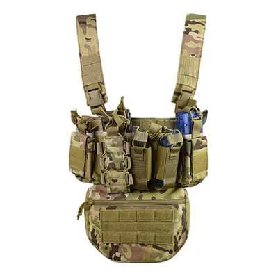 (Dark Green) Running Exercise Weight Vest Multifunctional Outdoor Field CS Army Fan with Bag