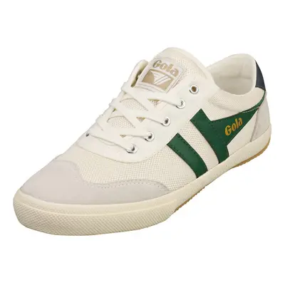 (9) Gola Badminton Mesh Mens Casual Trainers in Off White Green