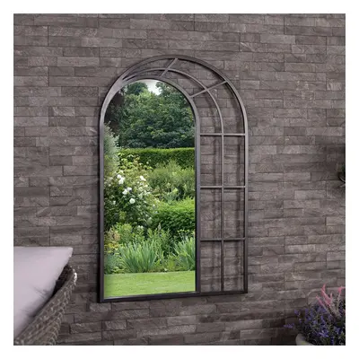 CHARLES BENTLEY Paris Arch Mirror In Black, Weather Resistant, Shatterproof, Wall Mounted Accent