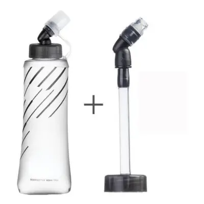 (White, 420ml) Foldable Silicone Soft Flask Water Bottle Traveling Running Kettle Hydration Pack