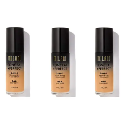 Milani Conceal And Perfect In Foundation + Concealer Deep Beige 30ml x3