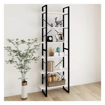 vidaXL Solid Pine Wood High Cabinet White Standing Shelf Storage Book Rack