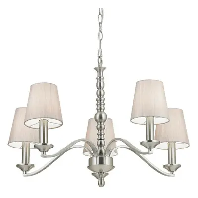 Hanging Ceiling Pendant Light SATIN NICKEL 5x Shade Lamp Bulb Holder Fitting