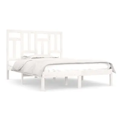 vidaXL Solid Wood Pine Bed Frame White 200x200 cm Wooden Bedstead Bed Base