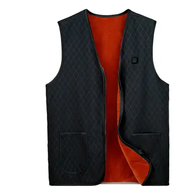 (Black, M) 5-Heating Pad Heated Vest Jacket USB Warm Up Electric Winter Clothing