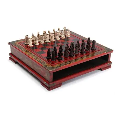 32Pcs/Set Resin Chinese Chess With Coffee Wooden Table Vintage Collectibles Gift