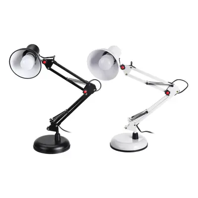 (Black) 5W Super Bright Swing Arm Desk Lamp Clamp on Table Light with LED Bulb Metal Clip 220V