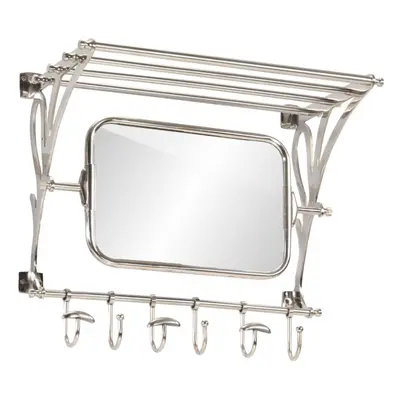 vidaXL Luggage Rack with Coat Hangers and Mirror Wall Mounted Rack Aluminium