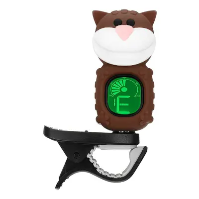 (Brown) Cartoon Big Facee Cat Tuner Equal Temperament Guitar Bass Ukelele Violin Tuner