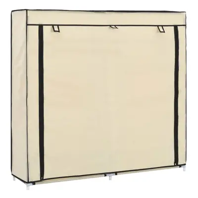 vidaXL Shoe Cabinet with Cover Cream Fabric Footwear Storage Rack Organiser