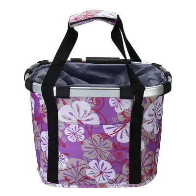 (Purple) Bike Front Basket Pet Carrier Hampers Bicycle Handlebar Handbag Shoulder