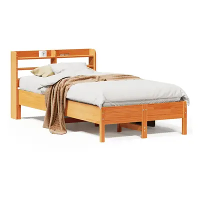 vidaXL Bed Frame with Headboard Bed Base Wax Brown 90x200 cm Solid Wood Pine