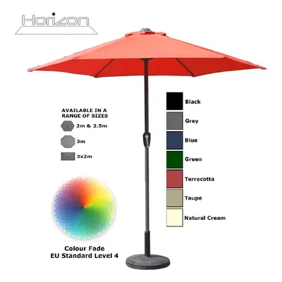 (2.5m, Terracotta) Parasol Aluminium Crank Full & Half Shade Umbrella