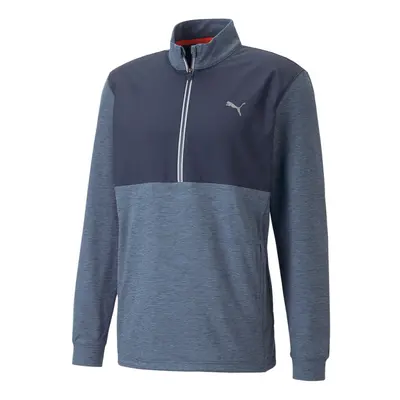 (L, Navy Blazer/Evening Sky) Puma Golf Mens Cloudspun WRMLBL Quarter Zip Wind Resistant Sweater