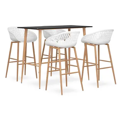 vidaXL Bar Set Piece Black and White Kitchen Dining Room Chair Stool Table