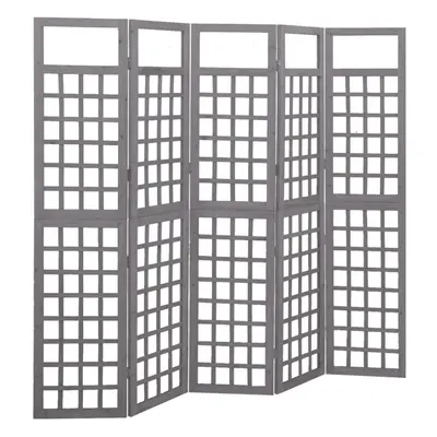 vidaXL Solid Fir Wood 5-Panel Room Divider/Trellis Grey Patio Privacy Screen