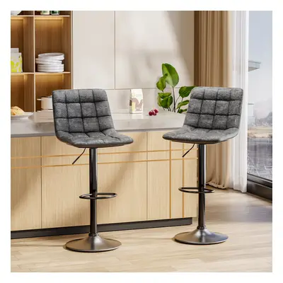 Grey Gas Lift Upholstered Swivel Bar Stools Set of