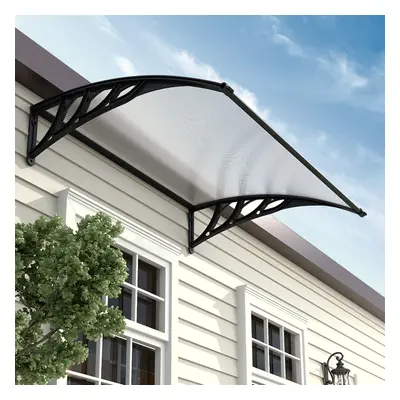 Black Outdoor Front Door Canopy Awning Rain Shelter W 120cm x D 80cm x H 23.8cm