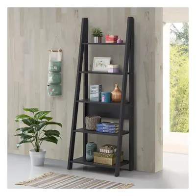 Riva Retro Tier Ladder Bookcase Shelving Shelf Display Unit Black