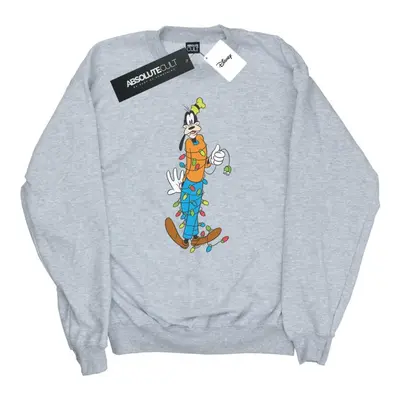 (3XL, Sports Grey) Disney Mens Goofy Christmas Lights Sweatshirt