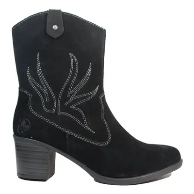 (3.5 (Adults')) Y2057-00 | Black/Black | Womens Cowboy Style Mid Calf Boots