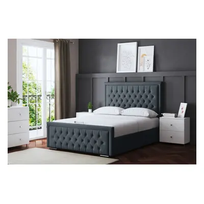 (Small Single , Steel) Allegra Upholstered Bed