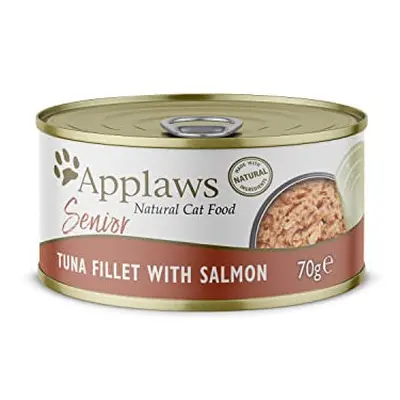 Applaws Natural Senior Wet Cat Food,Tuna with Salmon in a Soft Mousse Jelly 70g Tin (Pack of x 7