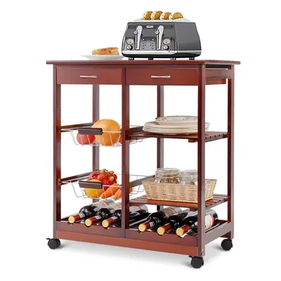 Kitchen Trolley Cart Rolling Island Shelves Cupboard Drawers Baskets