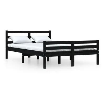 (black, x cm) vidaXL Bed Frame Mattress Foundation Bedroom Bedstead Bed Base Solid Wood