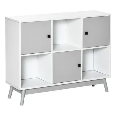 HOMCOM Bookcase, Display Cabinet with Storage Cubes for Living Room Grey