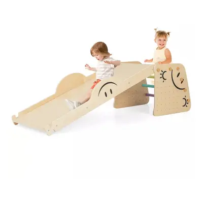 Indoor Kids Climbing Toys Wooden Climber Set w/ Reversible Ramp