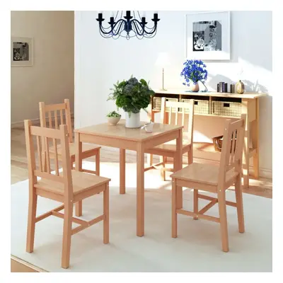 5 Piece Dining Table and Chairs Set Kitchen Home Furniture Modern Pinewood