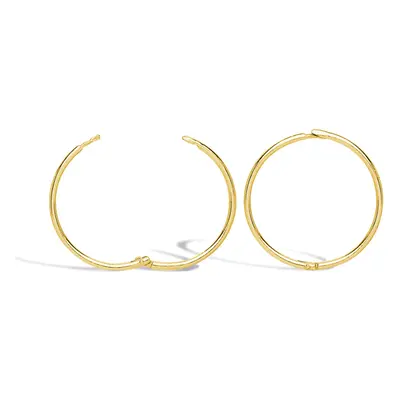 Jewelco London Solid 9ct Yellow Gold Hinged Sleeper 1mm Hoop Earrings 16mm - JER649C