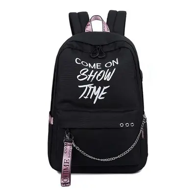 (black pink) 15.6 Inch Anti-Theft Laptop USB Backpack Luminous Outdoor Travel School Bag Men Wom