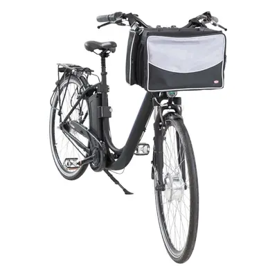 TRIXIE Front Bicycle Basket for Pet Black and Grey Dog Cat Bike Carrier Box