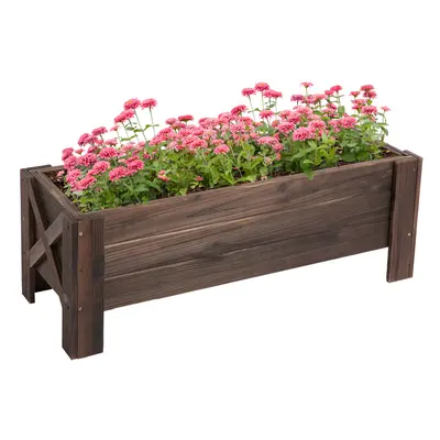 Outsunny Wooden Garden Raised Bed Planter Grow Containers Pot, 100x36.5x36cm