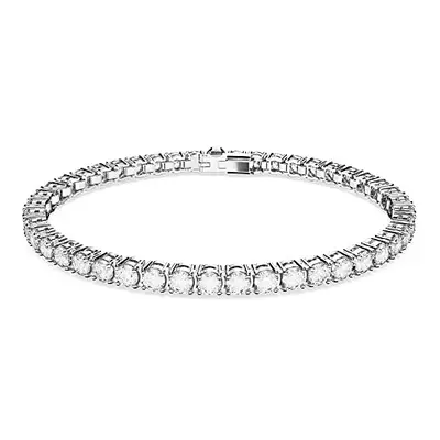 Swarovski Matrix Tennis Bracelet, White Round-Cut Crystals in a Rhodium-Plated Setting, from the