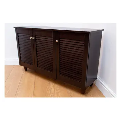 Modern Shoe Storage Cabinet Doors Footwear Stand Rack Unit Cupboard Dark Wenge