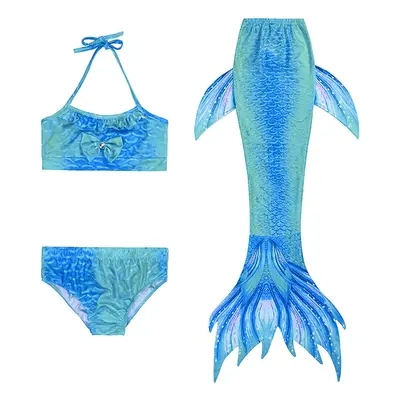 (XL, Type A) 3pcs/Set Mermaid Tail Swimsuit Swimwear Summer Swimpool Swim Beach Kids Girls