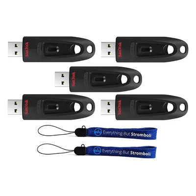 SanDisk 32GB (Five Pack) USB 3.0 Flash Ultra Memory Drive CZ48 - Bundle with (2) Everything But 