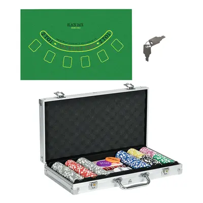 SPORTNOW 300-Piece Poker Chips Set w/ Mat, Aluminium Case, Two Decks of Cards