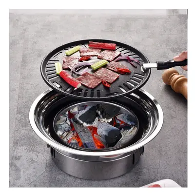 (S) 7PCS/Set Stainless Steel Korean Charcoal Barbecue Grill Home/Outdoor Camping Portable Smokel