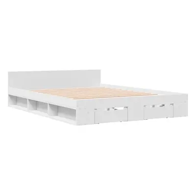 (white, x cm) vidaXL Bed Frame with Drawers Bed Base Smoked Oak 200x200 cm Engineered Wood