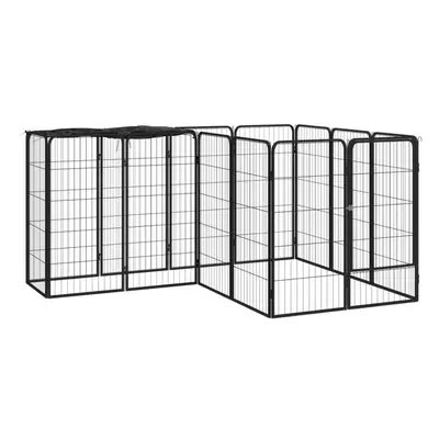 (200 x x cm) vidaXL Dog Playpen Panels Black Powder-coated Steel Dog Kennel Multi Sizes