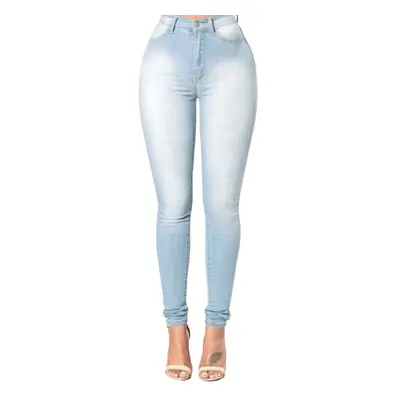 (Light Blue, 2XL) Women Skinny Denim Jeans Classic High Waist Washed Slim Pants Tights Pencil Tr