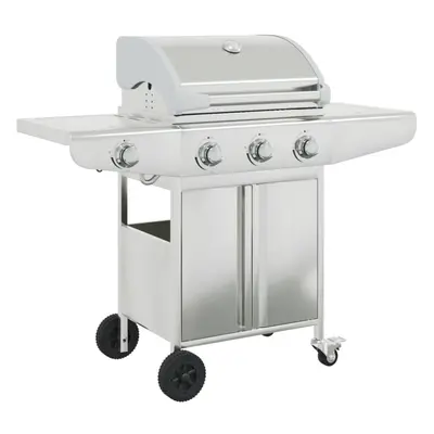 vidaXL Gas BBQ Grill with Burners Gas Barbecue Grill Silver Stainless Steel