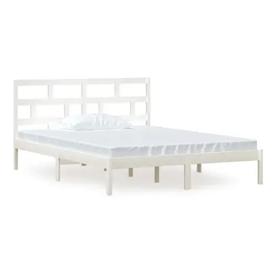 (white, x cm) vidaXL Bed Frame Bed Base Bedstead Bedroom Mattress Foundation Solid Wood Pine